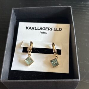 Karl Lagerfeld Gold Earrings with Green Accents